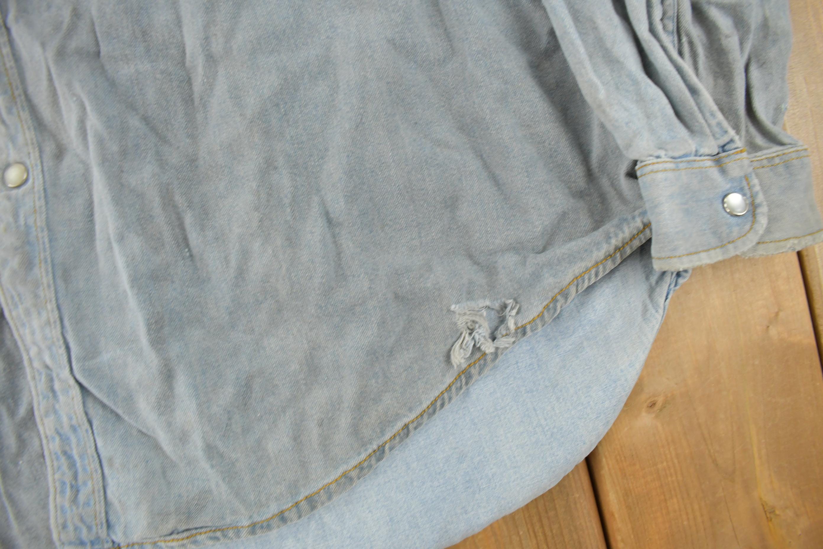 Vintage 1990s Big Star Shirt Blank Denim Button Up Shirt Size XXL