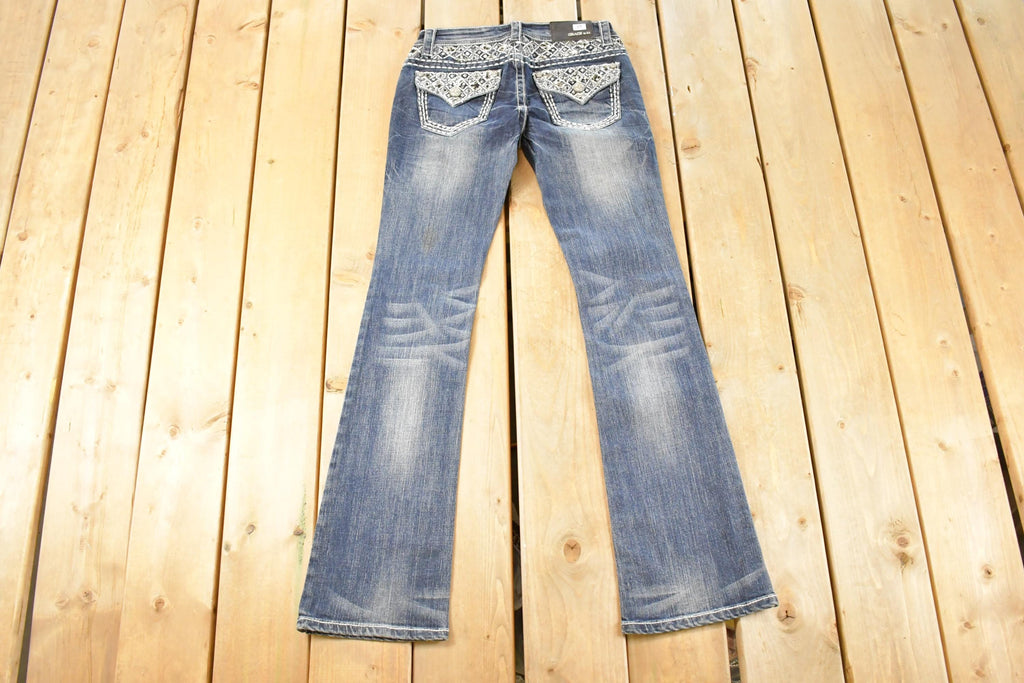 Vintage Deadstock Y2K Grace LA Bedazzled Low Rise Jeans Women's Size 27 x 32
