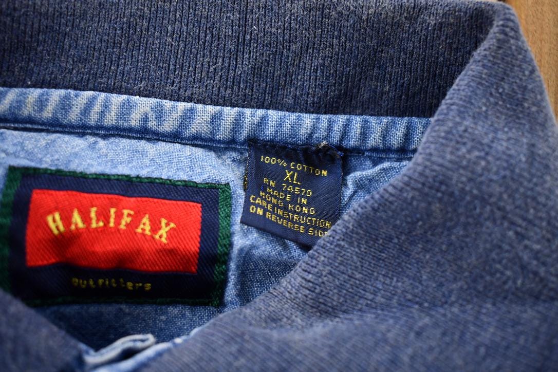 Vintage 1990s Halifax Three Tone Color Block Polo Shirt