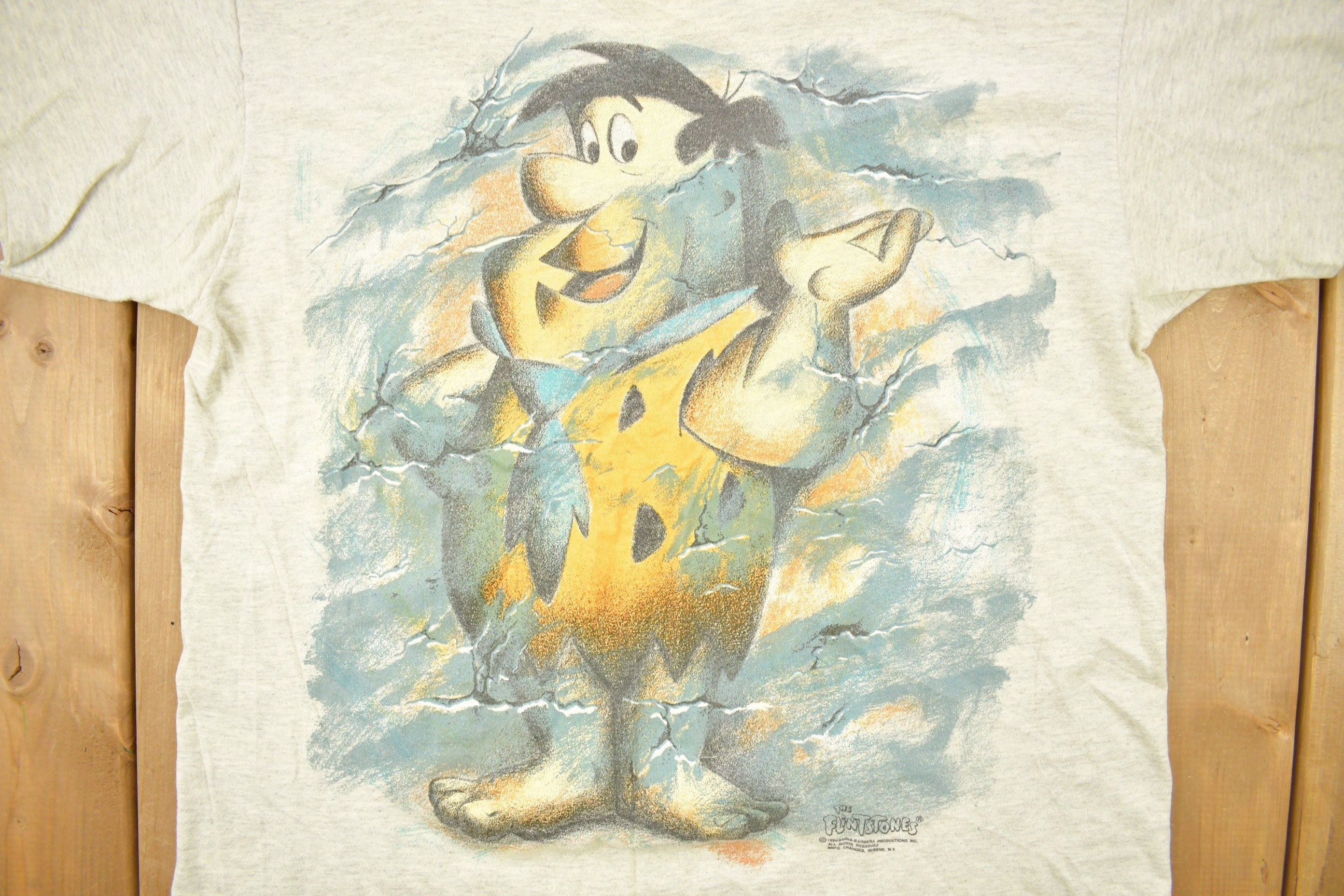 Vintage 1994 The Flintstones Fred Flintstone Double Sided Cartoon Promo T-Shirt