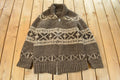 Vintage 1970s Cowichan Full Zip Hand Knit Sweater Men's Large