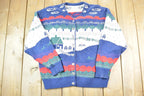 Vintage 1990s Farm House Theme Full Button Down Knit Crewneck Sweater