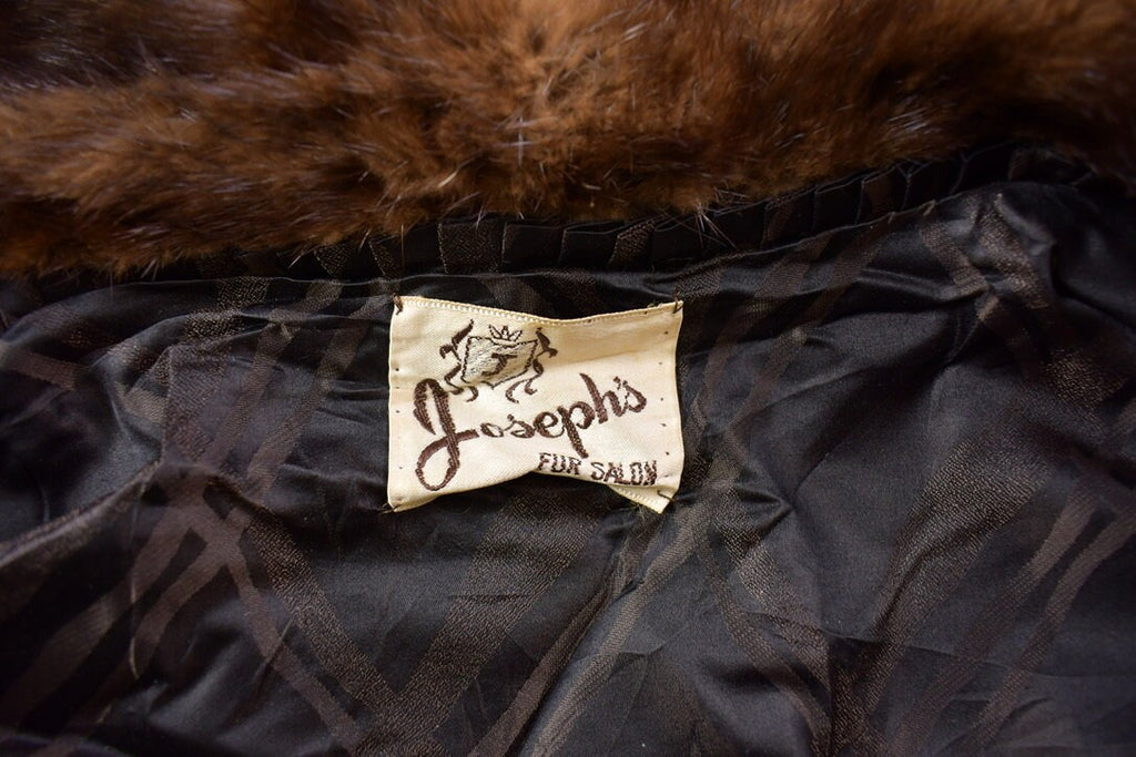 Vintage 1980's Joseph's Fur Salon Leather Paneled Chestnut Mink Fur Coat