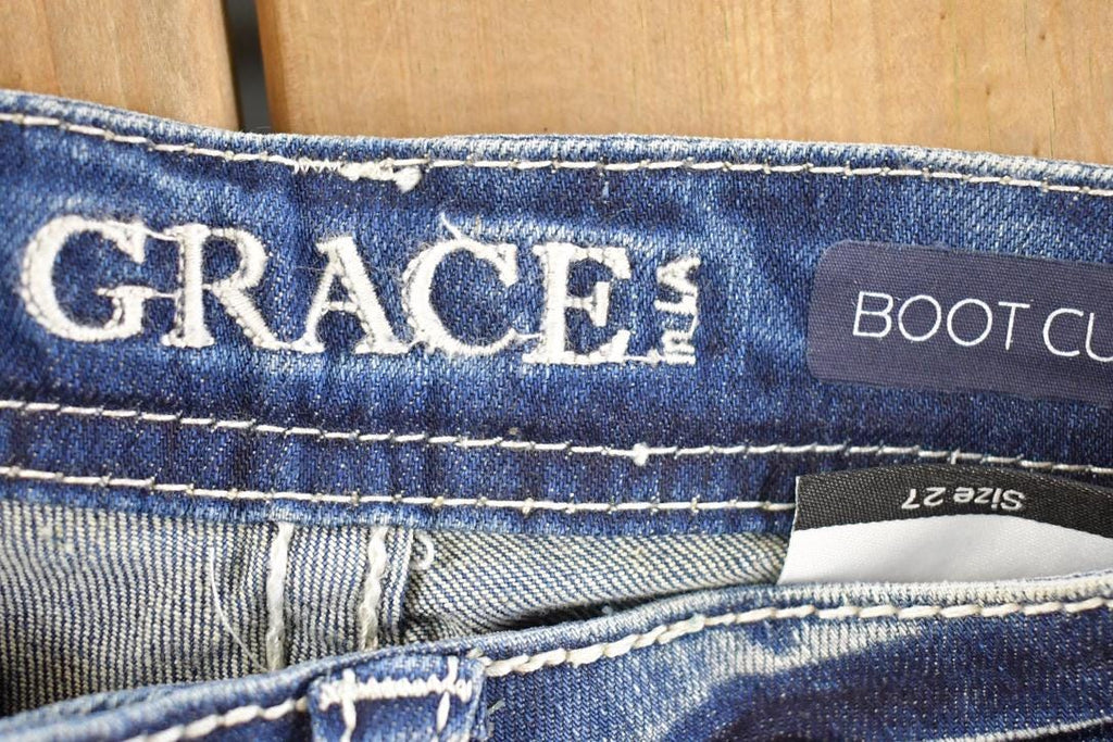 Vintage Deadstock Y2K Grace In LA Bedazzled Bootcut Aztec Low Rise Jeans Women's Size 27 x 32