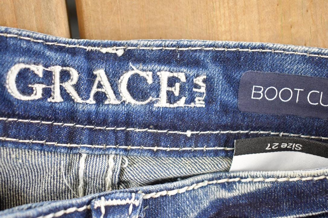 Vintage Deadstock Y2K Grace In LA Bedazzled Bootcut Aztec Low Rise Jeans Women's Size 27 x 32