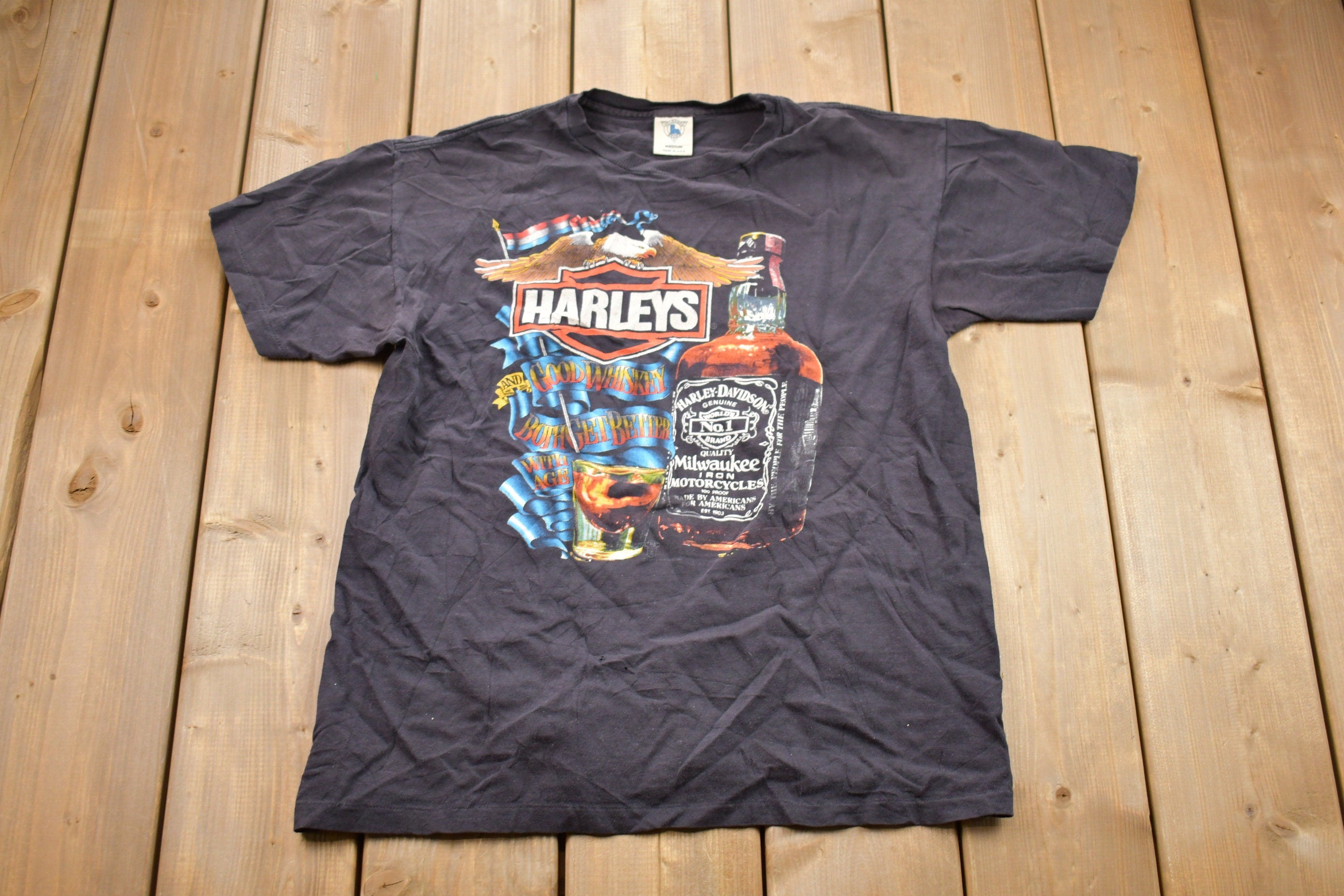 Vintage 1982 Harley Davidson Jack Daniels Graphic T-Shirt