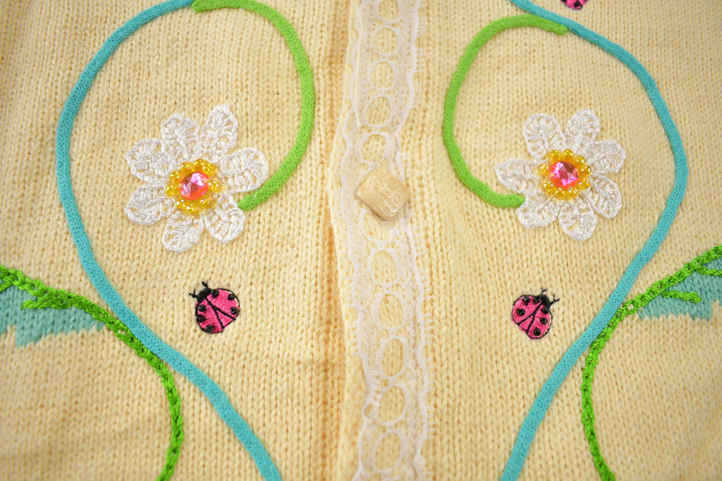 Vintage 1990s Cute Floral Theme Knit Cardigan