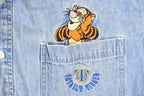 Vintage 1990s Winnie The Pooh Tigger Disney Button Up Denim Shirt Men's L