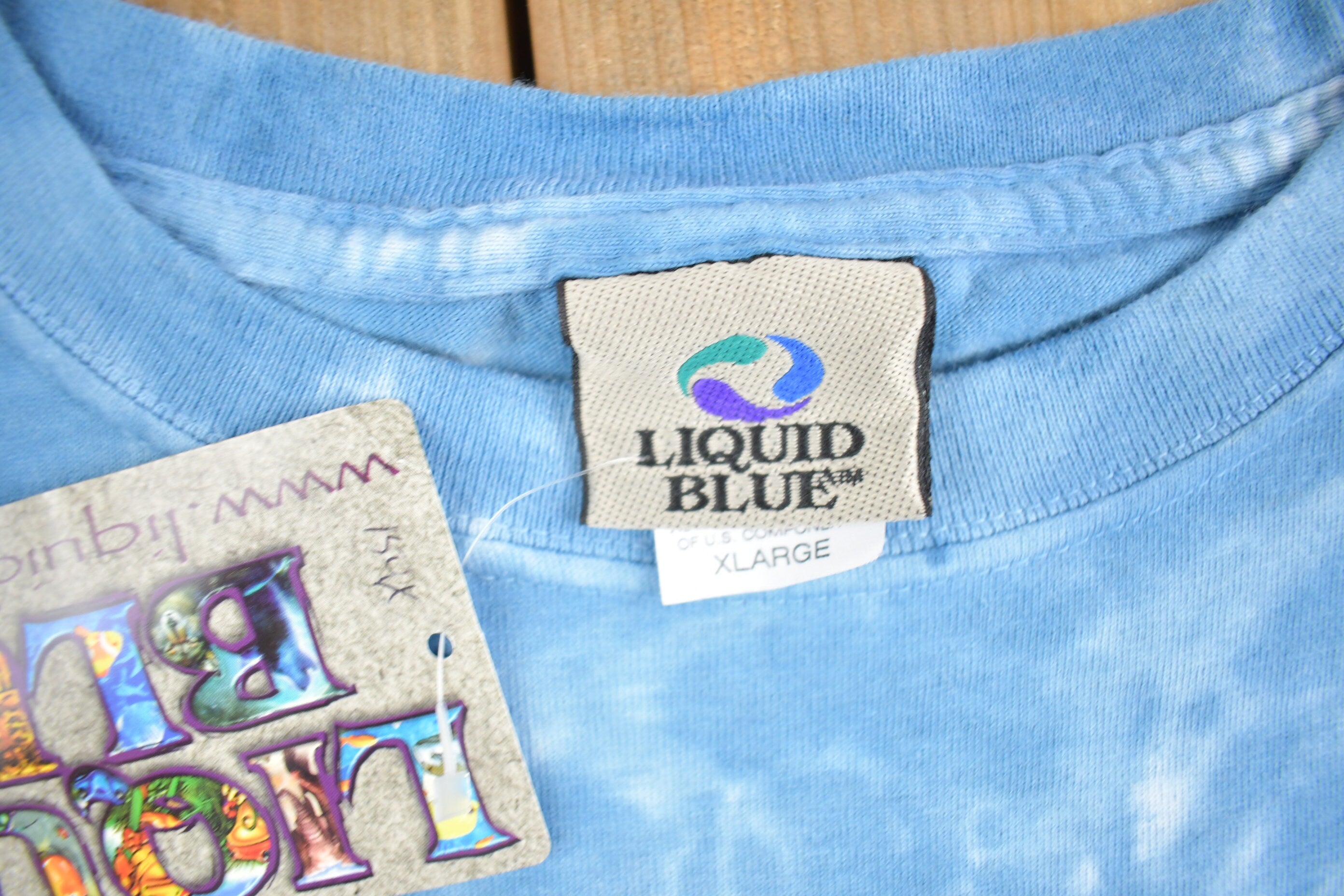 Vintage 1990s Deadstock Liquid Blue Space Theme All Over Print Tie Dye T-Shirt