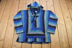 Vintage 1990s Art-Maz Hooded Pullover Striped Knit Poncho Blanket Hoodie
