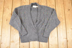 Vintage 1990s Susan Bristol Abstract Wool Knit Cardigan Sweater Women's M