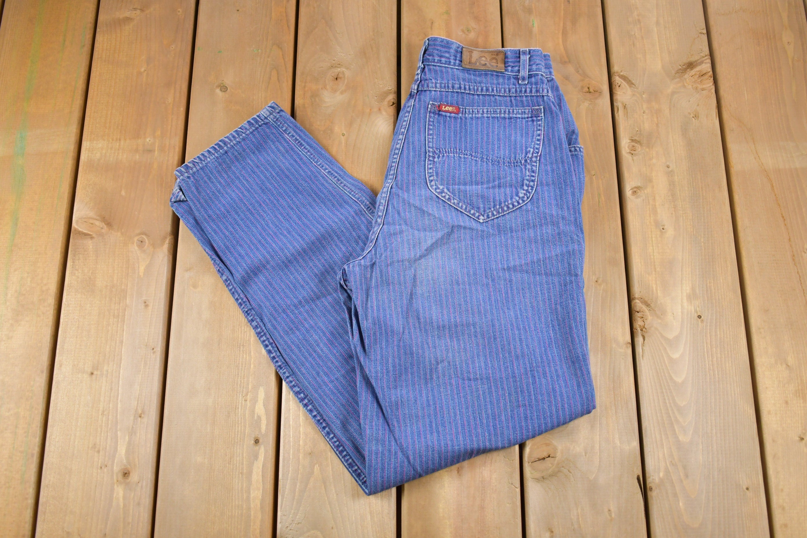 Vintage 1990's Lee Pinstripe Blue Denim Size 26 x 29