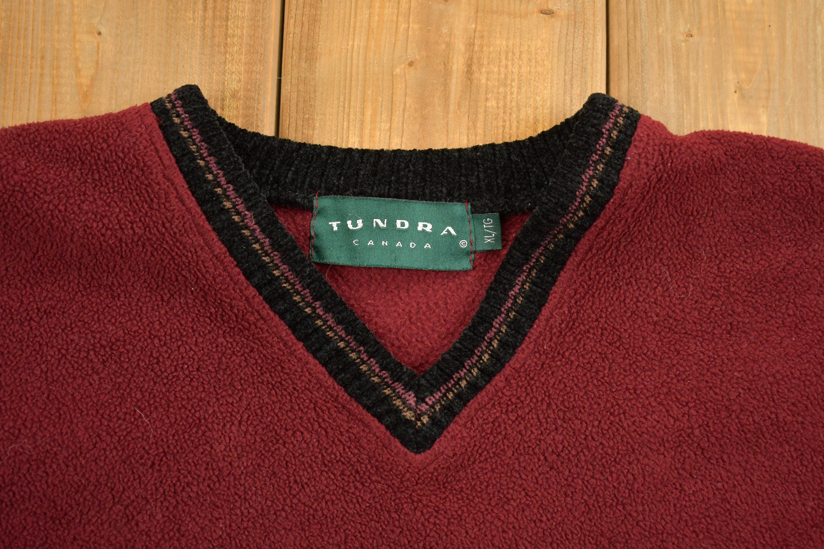 Vintage 1990s Tundra Canada V Neck Knitted Sweater