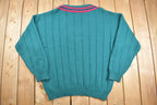 Vintage 1990s Sweater Graphix Crest Logo Knit V Neck Sweater