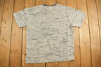 Vintage Y2K Indiana Road Map Souvenir T Shirt