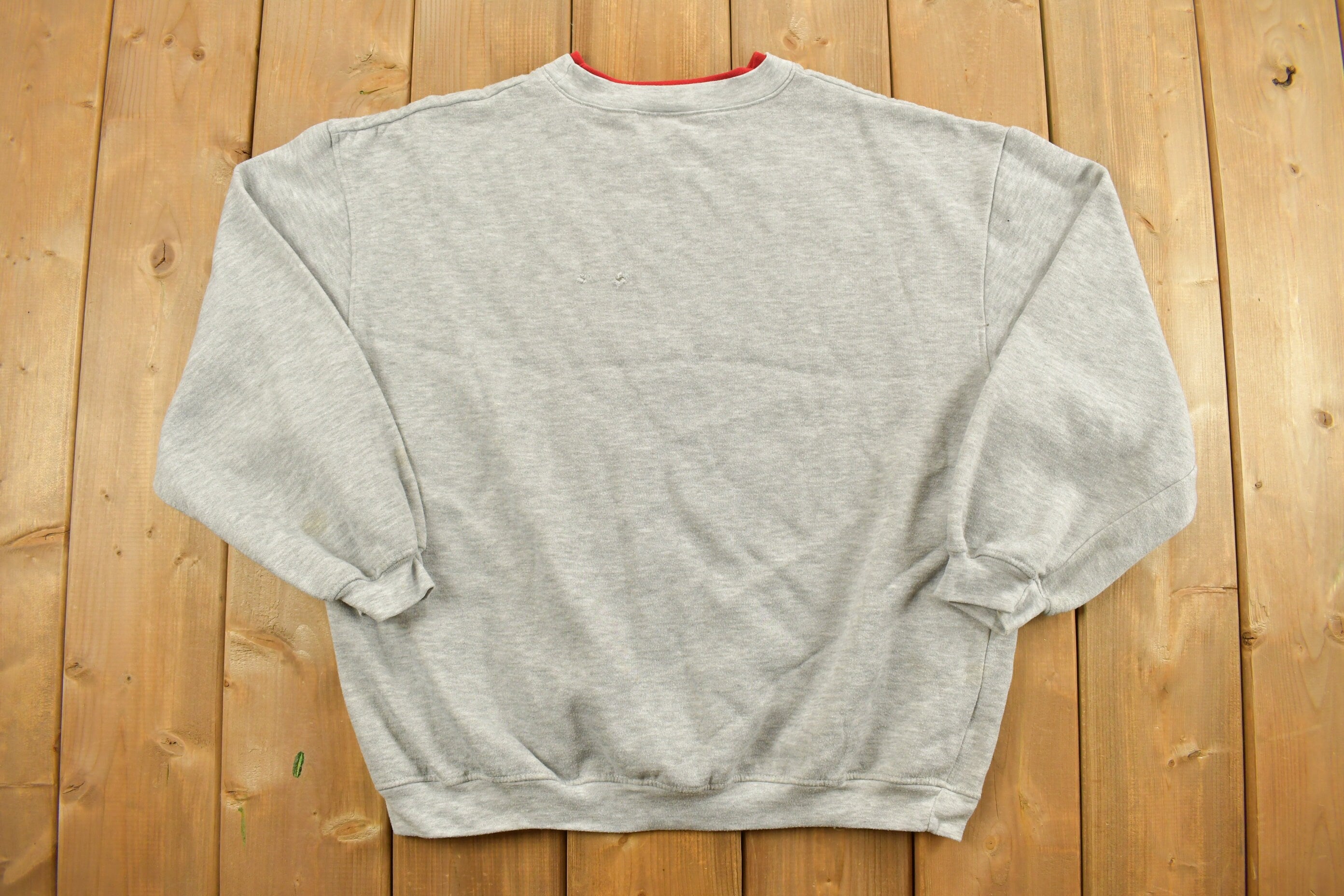 Vintage 1990s Basic Editions Double Collar Floral Graphic Crewneck Sweatshirt