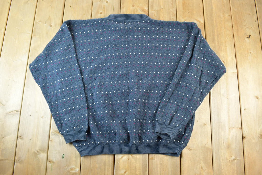 Vintage 1990s Victoria Bay Goods Knit Abstract Pattern Crewneck Sweater