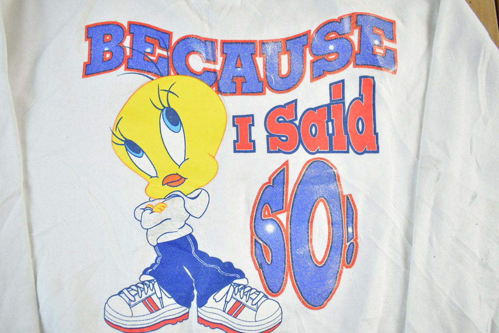 Vintage 1990s Looney Tunes Graphic Crewneck Men's Large / 90s Cartoon / Funny Saying / Vintage Sweatshirt / Vintage Tweety Bird