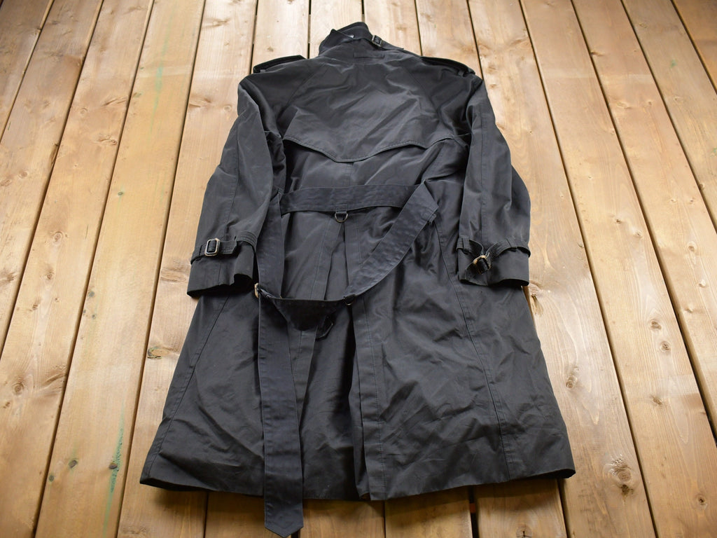 Vintage 1990s Black Lined Trench Coat