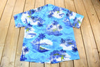 Vintage 1980s Tropicana Hawaii Beach Theme Button Up Shirt