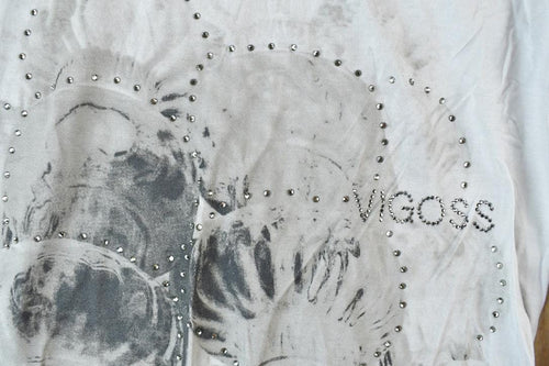 Women Vintage Vigoss Y2K T-Shirt / Vigoss Grunge Skull Print / Contrast Stitch / Internet Famous Clothing / Over Dyed / Y2K Bedazzled