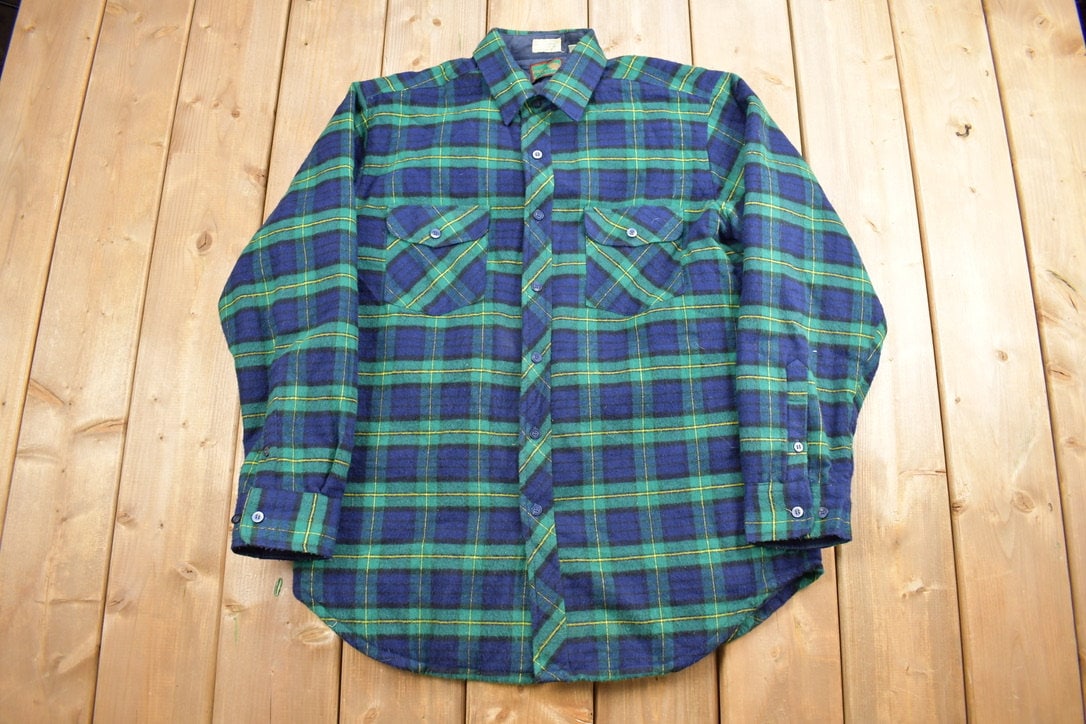 Vintage 1980s Pine Grove Quilt Lined Plaid Button Up Shirt