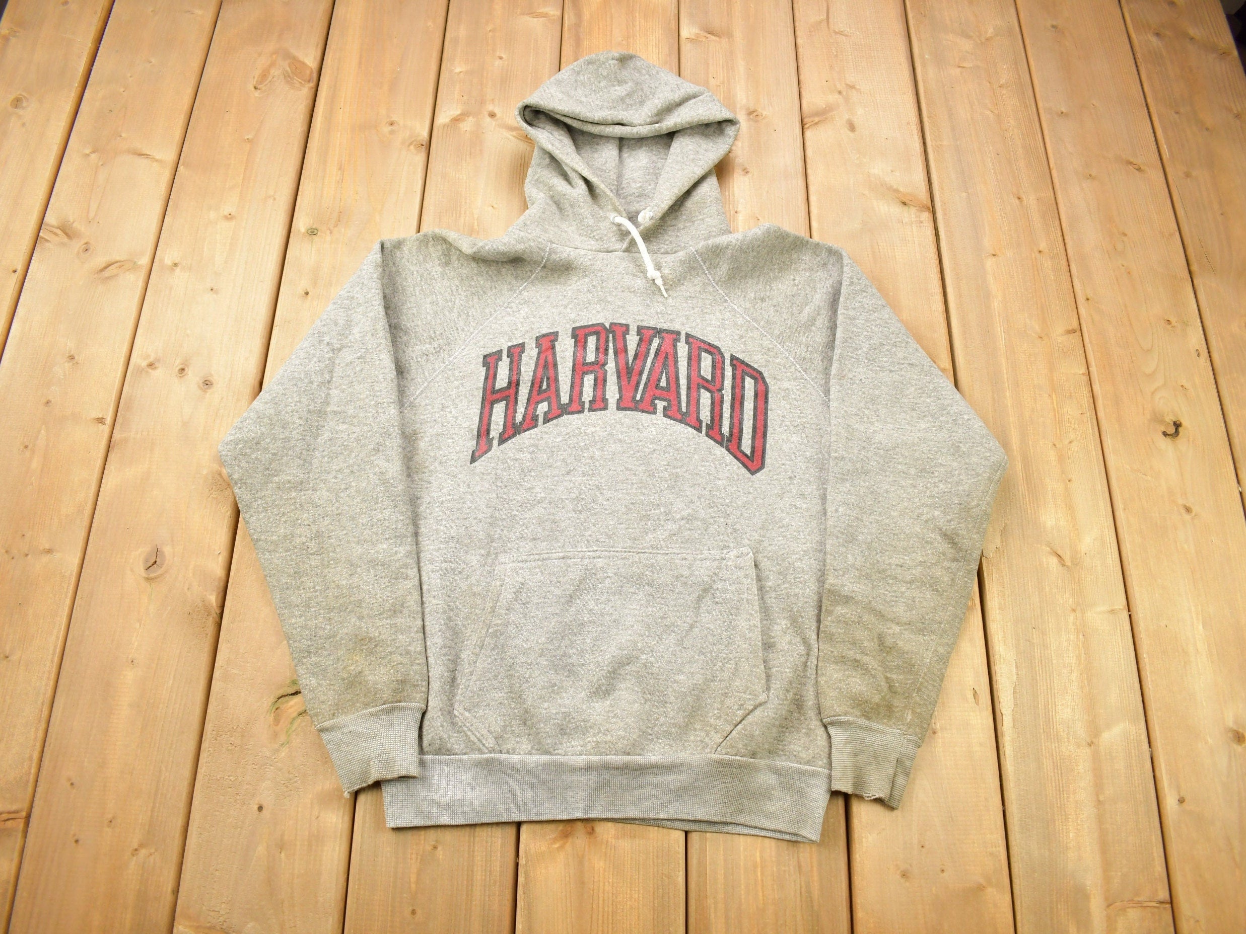 Vintage 1980s Harvard University Collegiate Raglan Hoodie