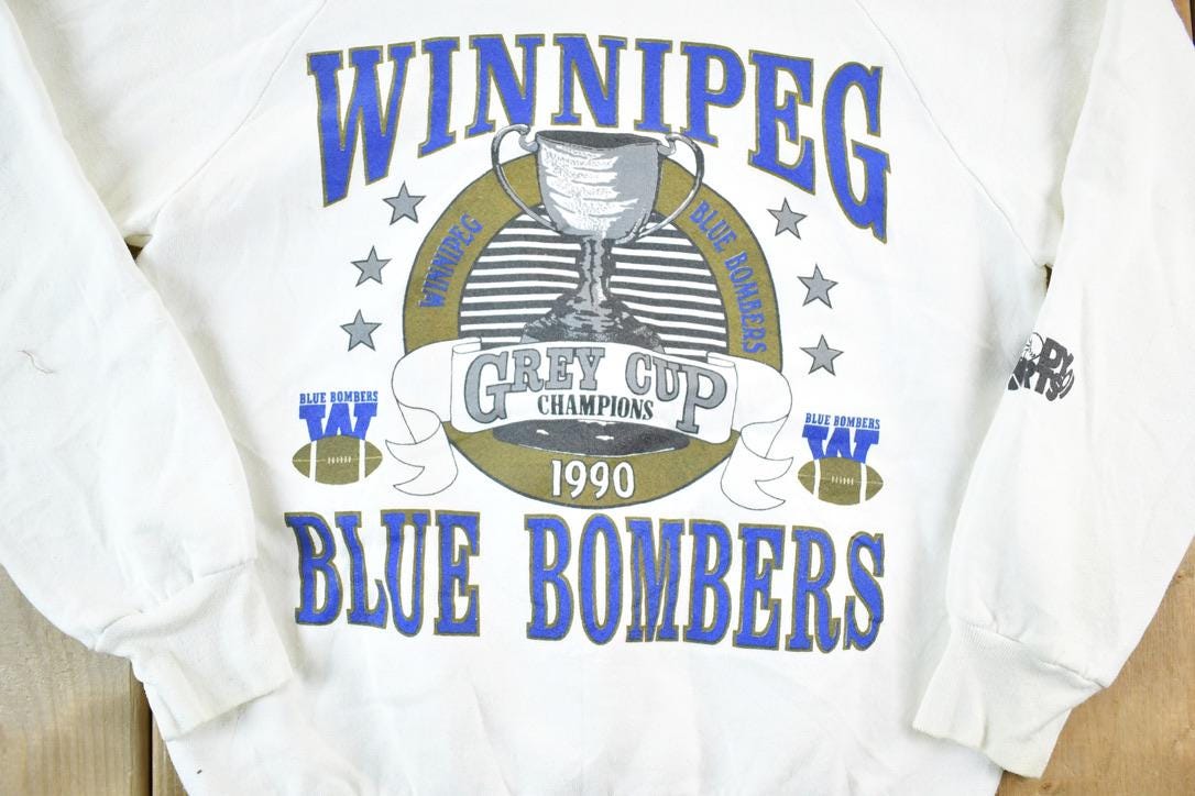 Vintage 1990 Winnipeg Blue Bombers Grey Cup Champions CFL Crewneck Sweatshirt Mens M