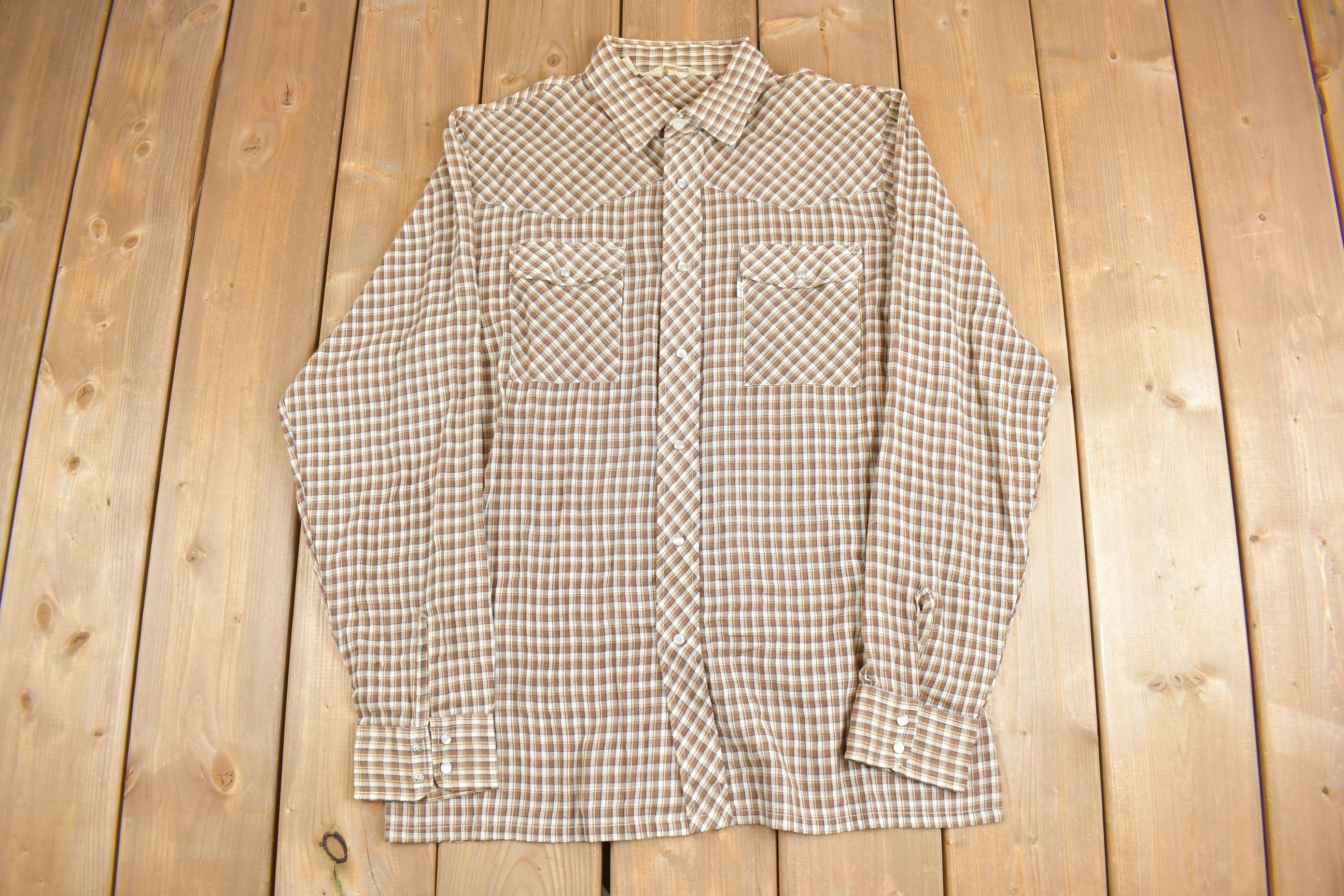 Vintage 1970s Levis Panatela Plaid Button Up Shirt
