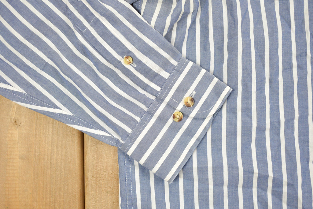 Vintage 1990s The Fox Collections Blue Striped Button Up Shirt