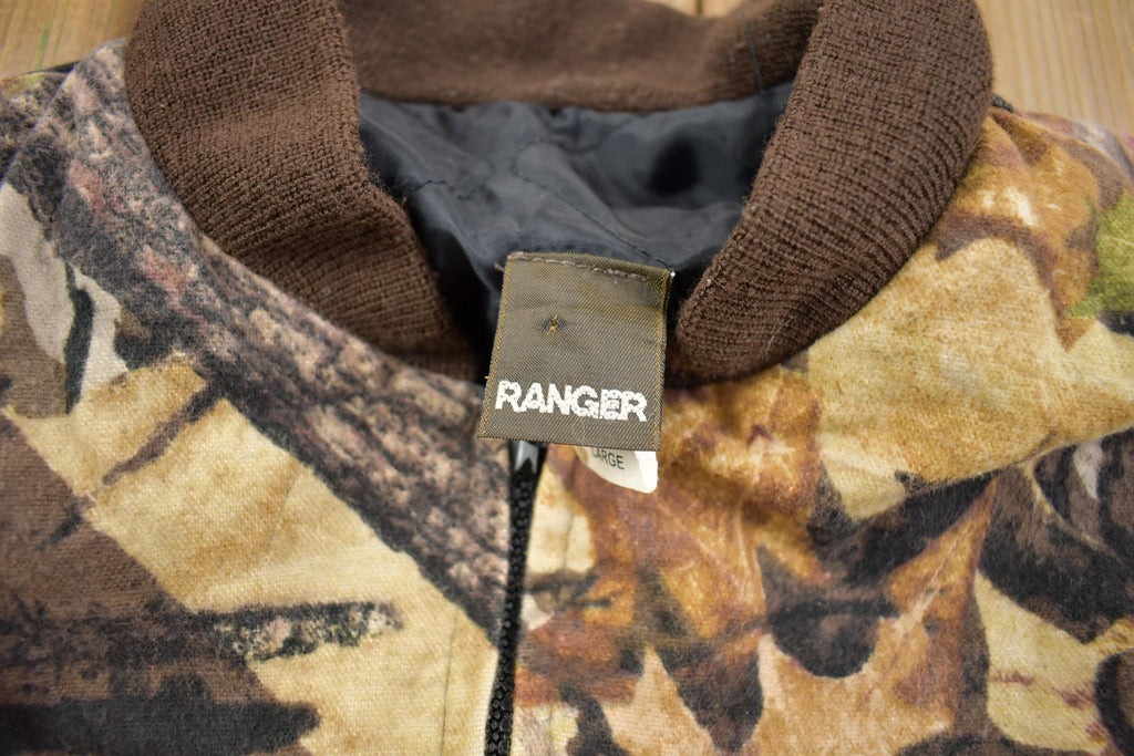Vintage 1990s Ranger Forest Camouflage Zip Up Jacket