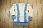 Vintage 1970s V-neck Cable Knit Crewneck Sweater