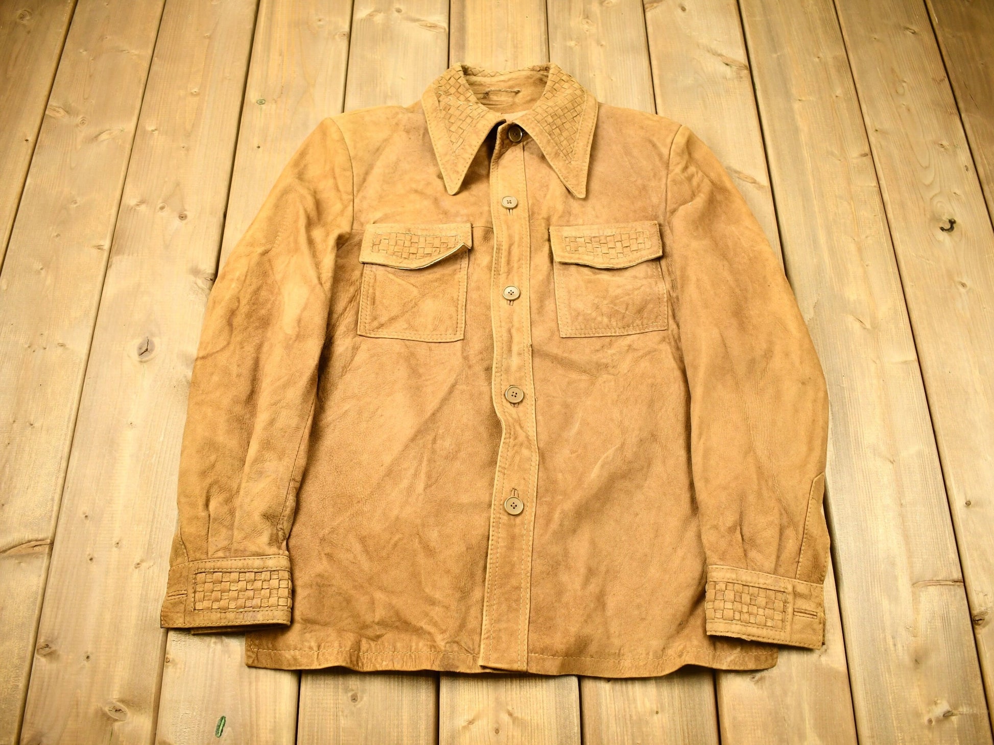 Vintage 1970s Woven Suede Fantastic International Jacket