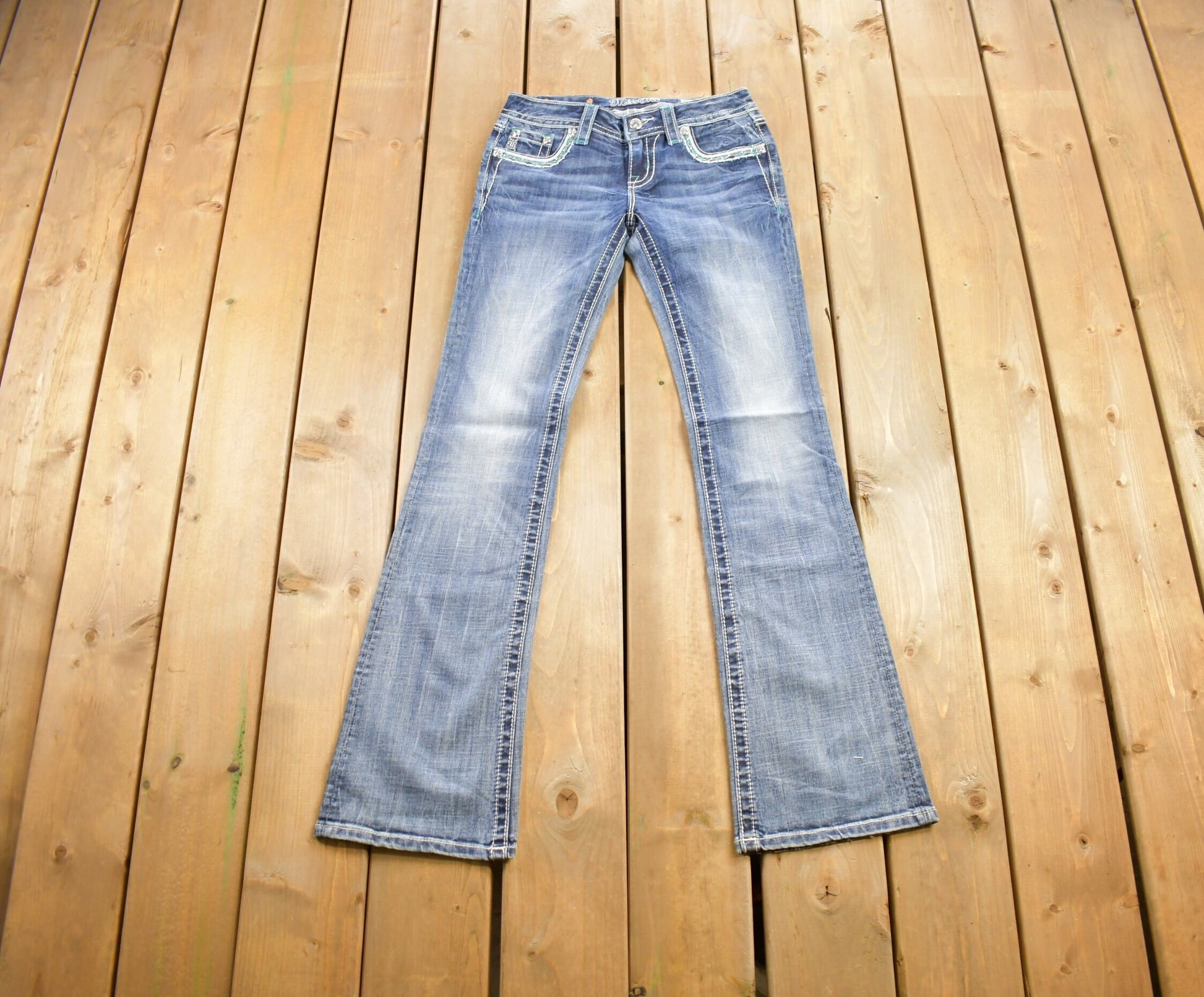 Vintage Y2K Miss Me Bedazzled Low Rise Jeans Size 26x33