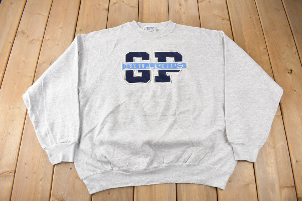 Vintage 1990s GP Bull Pups Embroidered Crewneck Sweatshirt Made In USA