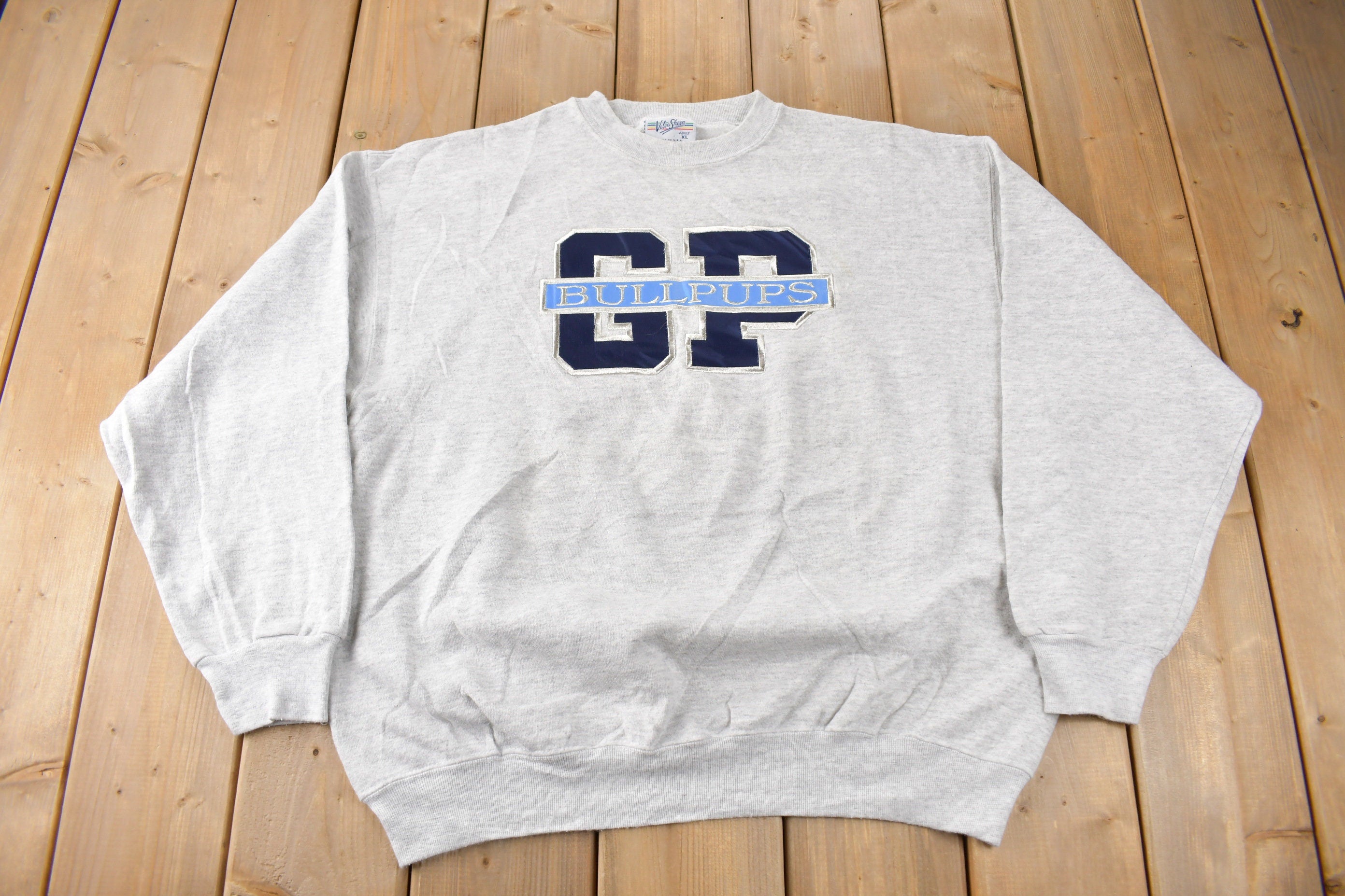 Vintage 1990s GP Bull Pups Embroidered Crewneck Sweatshirt Made In USA
