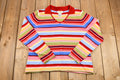 Vintage 1990s Talbots Rainbow Striped V-Neck Collared Sweater
