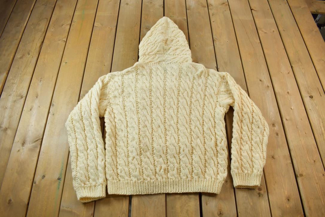 Vintage 1980s 3D Cable Knit Hoodie