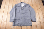 Vintage 1970s Levi's Panatela Tops Grey Western Style Button Up Shirt Made in USA Size L