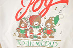 Vintage 1980s Joy To The World Cute Caroling Teddy Bear Christmas Crewneck Sweatshirt Women's L