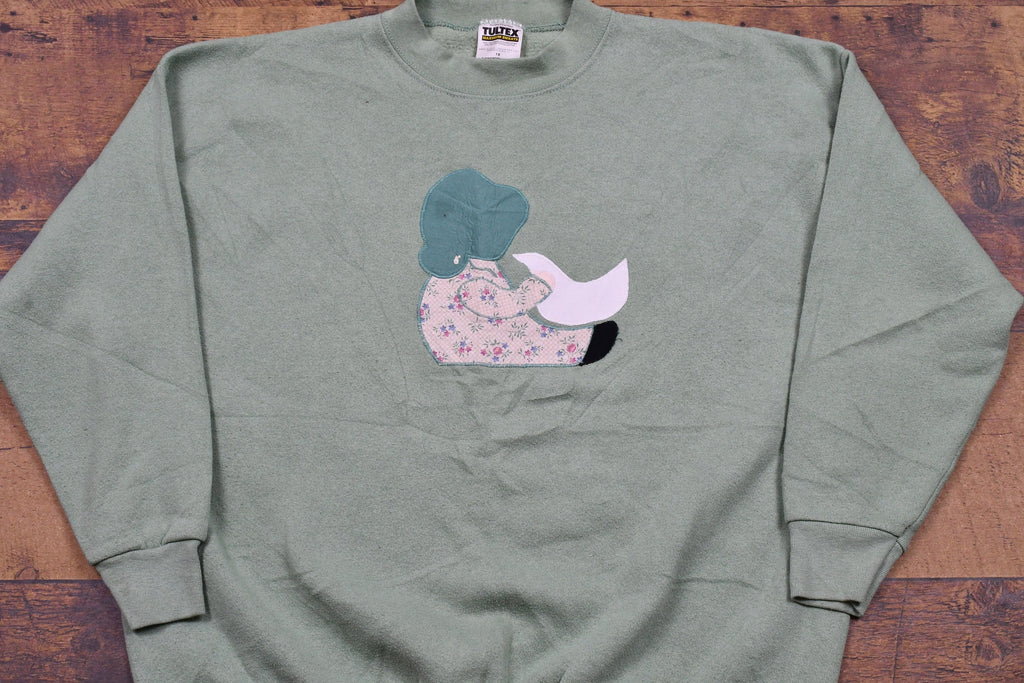 Vintage 1990s Tultex Embroidered Patchwork Crewneck Sweatshirt