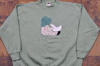 Vintage 1990s Tultex Embroidered Patchwork Crewneck Sweatshirt
