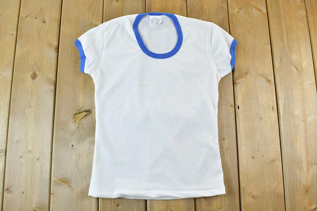 Vintage 1980s Blank White Ringer Single Stitch T-Shirt
