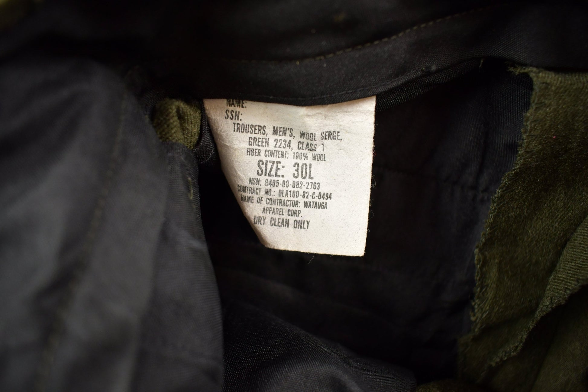 Vintage 1982 Military Wool Trousers Size 30 x 32 / True Vintage / Army Pants / Military Pant's / Militaria