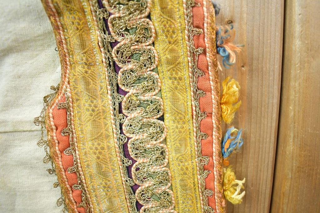 Vintage 1960s Folk Rainbow Silk Velvet Antique Romanian Hand Embroidered Folk Vest