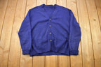 Vintage 1940s Blank Blue Knitted Cardigan Sweater