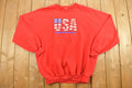 Vintage 1990s USA Flag Spell Out Crewneck Sweatshirt