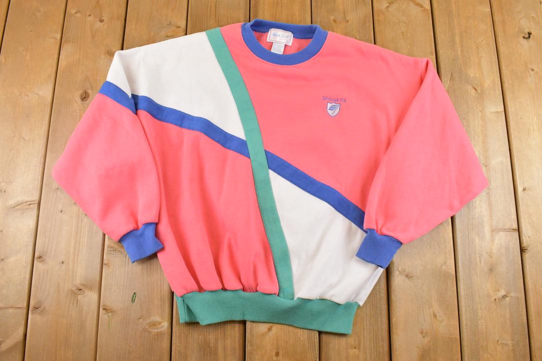 Vintage 1980s Mark Scot For Ladies Souvenir Color Block Crewneck Sweatshirt Women's L