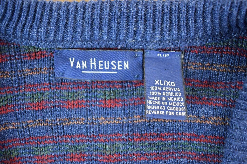 Vintage 90s Van Heusen Knit Cardigan Sweater Mens XL
