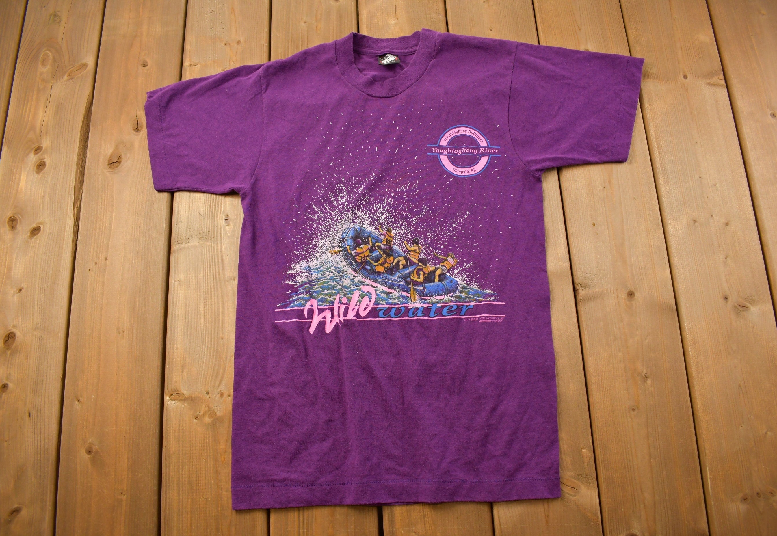 Vintage 1990s White Water Rafting Graphic T Shirt